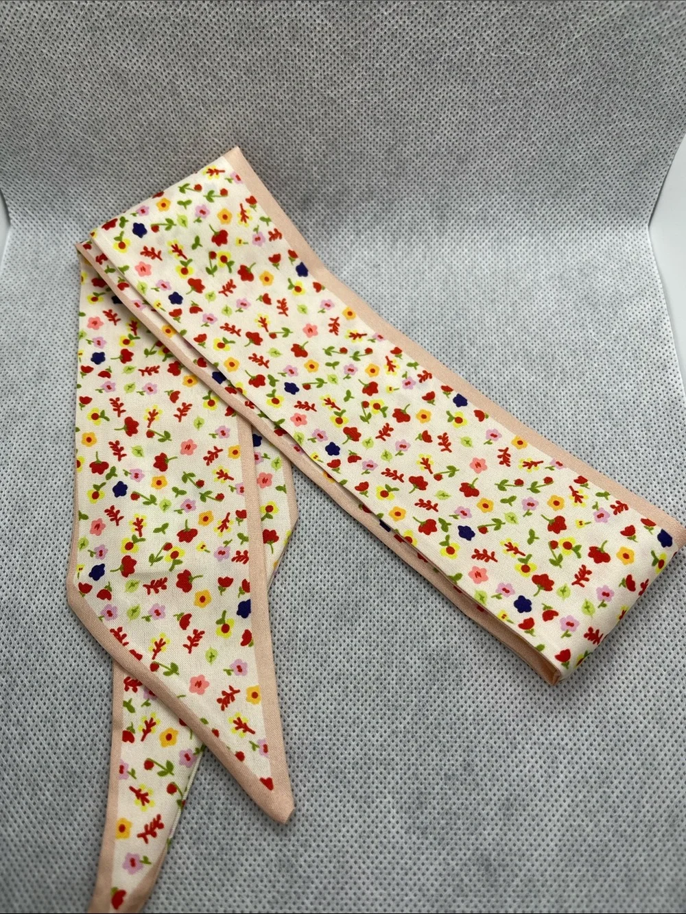 Floral Skinny Scarf in Cream with Multicolor Flowers